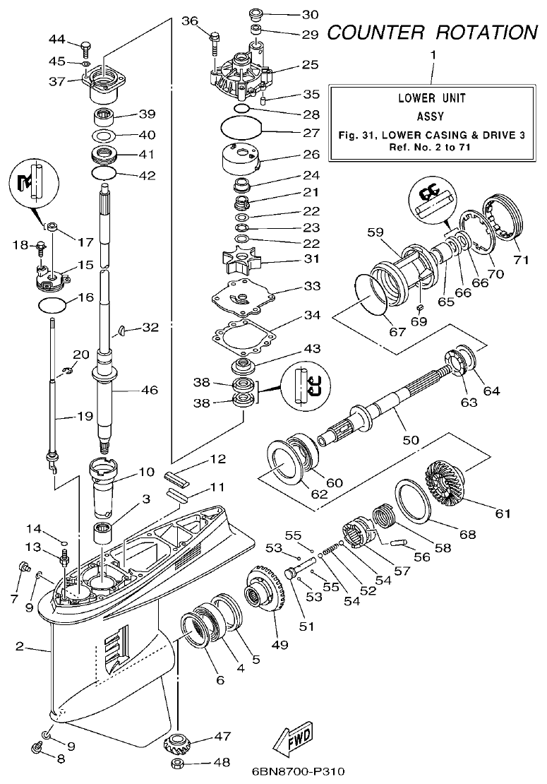 Yamaha F150DET, FL150DET LOWER CASING & DRIVE 3 parts diagram